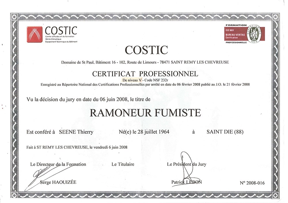 COSTIC Diplome Thierry SEENE