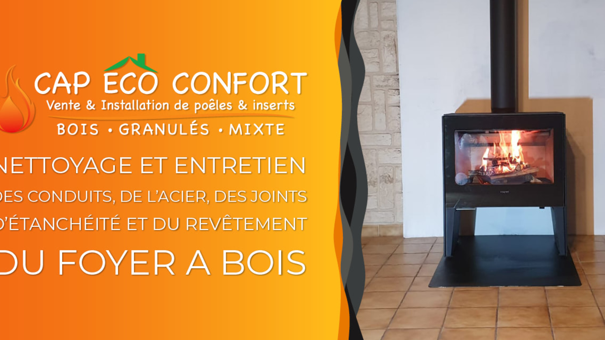 Nettoyage et entretien des conduits, de l’acier, des joints d’étanchéité et du revêtement du foyer a bois avec Cap Eco Confort