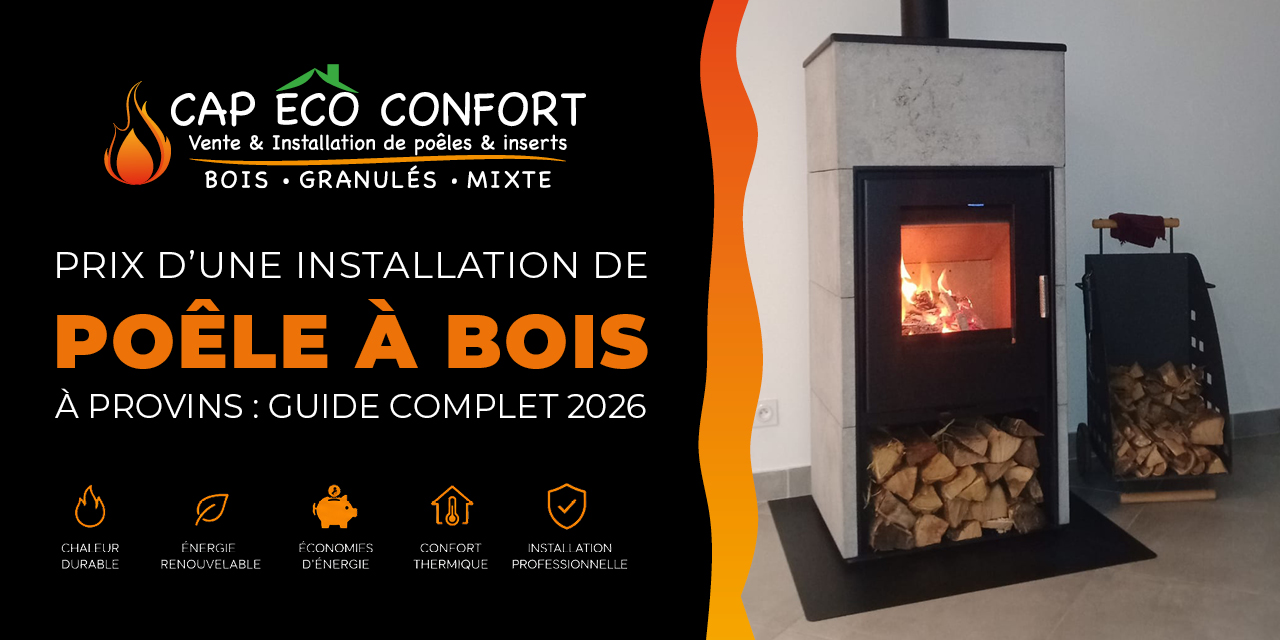 Installation d'un poêle à bois moderne à Provins réalisée par Cap Eco Confort